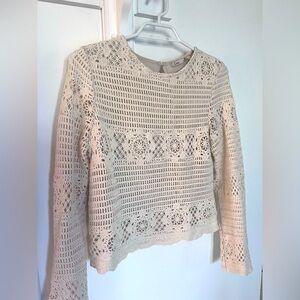 Cream Lace Long Sleeve Top